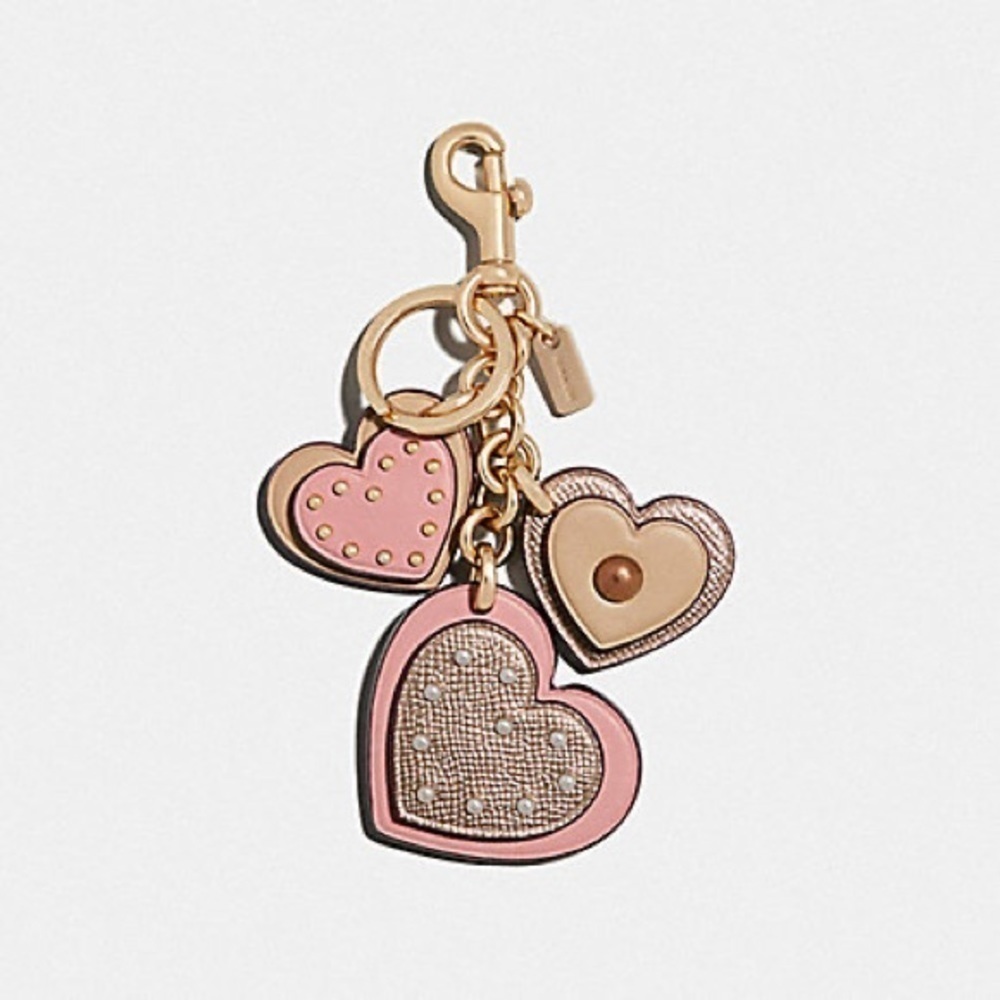 Coach Heart Appliqué Rose Gold and Pink Dangle Keychain Charm Fob F40696 - Picture 11 of 11